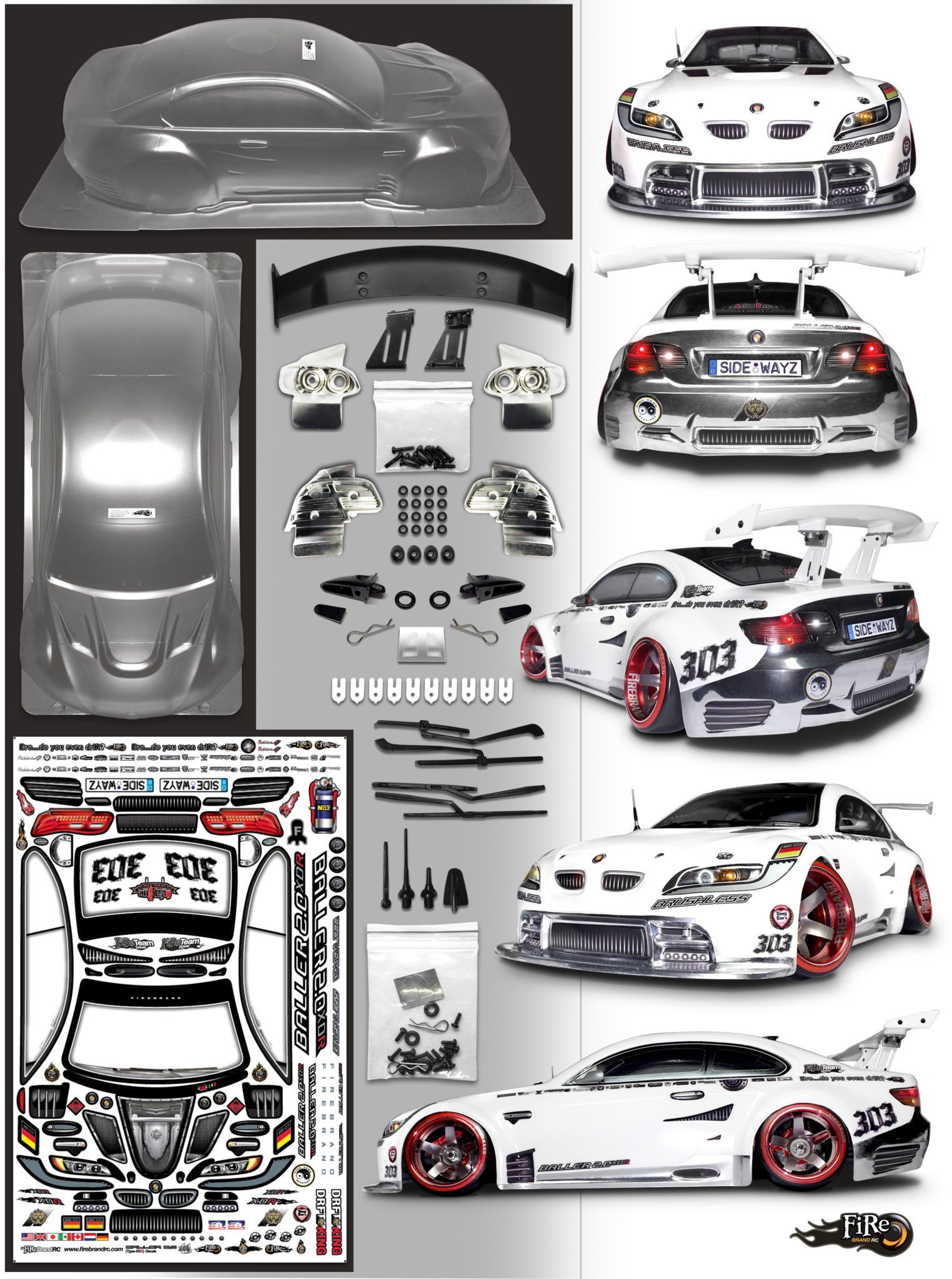 RC Car Bodies Fire Brand RC RC Car Wheels, Tires, Bodies and Parts